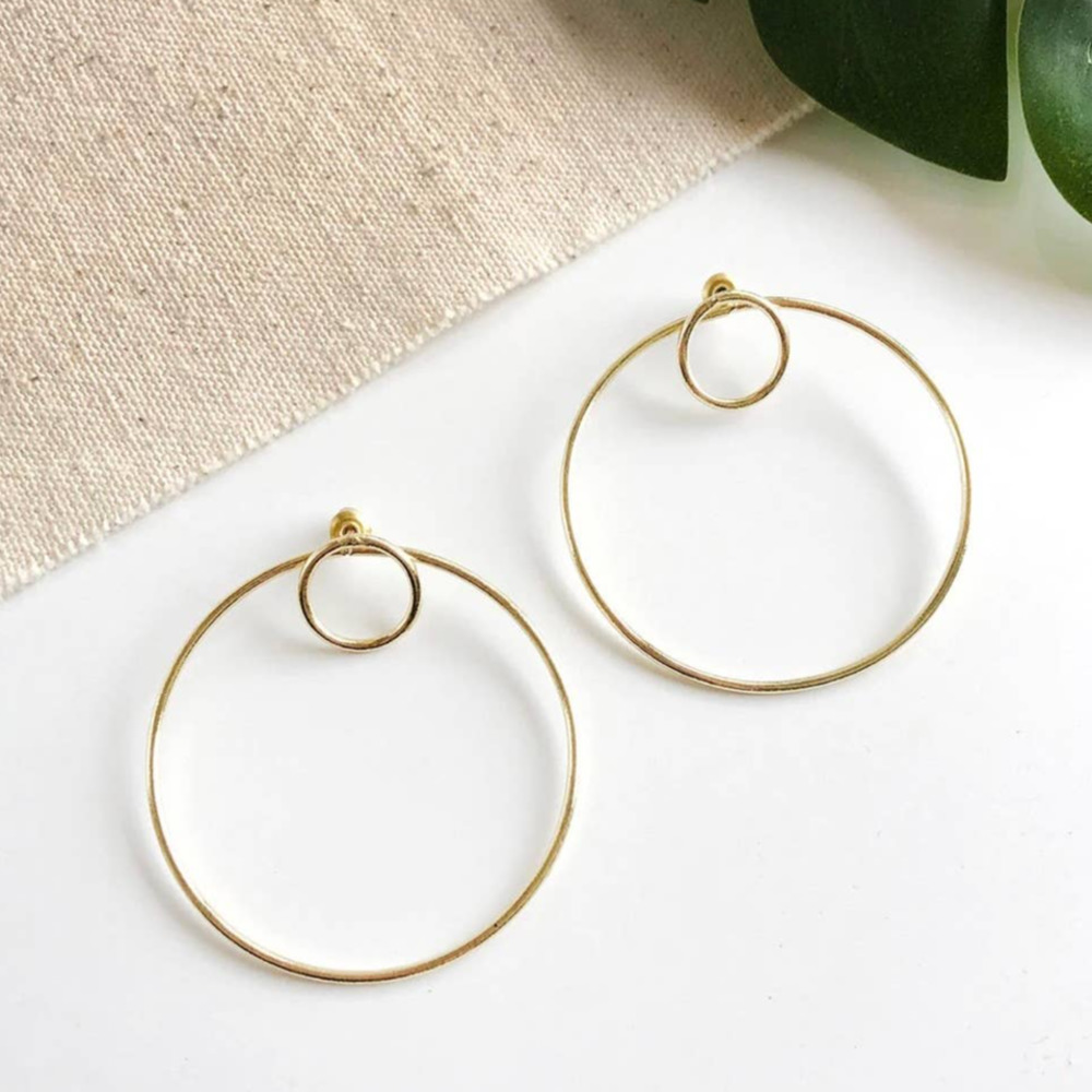 Double Hoop Gold Handmade Post Earrings OS